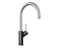 Blanco Carena, Küchenarmatur - Einhebelmischer, Hochdruck-Wasserhahn für die Küche, Silgranit-Look zweifarbig, 1 Stück, anthrazit / schwarz / chrom, 520971