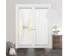 MIULEE Vorhang für Türfenster, halbtransparent, Leinen, strukturiert, für französische Tür Modern W 54 x L 72 weiß