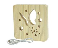 Kögler AmbiWood, LED Holzschnittlampe Schmetterling, Dekolampe aus Holz mit warmweißem Licht, mit USB-Stromkabel und Schalter, ca. 19 x 19 x 3 cm groß, für ein stimmungsvolles Ambiente, bunt
