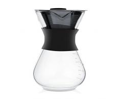 Fdit Glaskaffeemaschine Topf Glas Handtropfen mit Edelstahl Permanentfilter mit Messung 400 ml