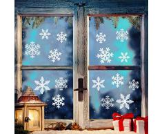 Q-BABY 135 Stück Weihnachten Fensteraufkleber Statische Schneeflocken Klammern Schneeflocken Aufkleber für Weihnachten Fensterdekoration Weiß Ornamente