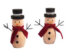 Rayher 46437000 Deko-Figur Holz Schneemann, 5,8 cm, 2 Stück