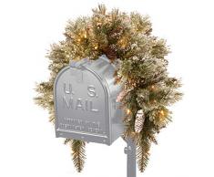 National Tree GB3-300-3MB-B1 Briefkasten, mit weißen Zapfen und 35 batteriebetrieben, warm-weißen LED-Lichtern, 91 cm