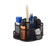 Relaxdays Stiftehalter, Metallgeflecht, 7 Fächer, drehbar, rund, kompakt, für Büro, Stiftebox f. Pinsel, Schere, schwarz
