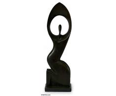 NOVICA Skulptur, Holz, schwarz, 12.25 H x 3.3 W x 1.2 D