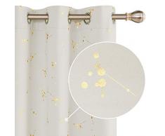 Deconovo Verdunkelungsvorhang, Foliendruck, Konstellationsmuster, Vorhänge für Wohnzimmer, 2 Paneele 42 x 84 inch beige