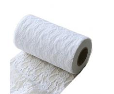 Zthread 25 Meter 15,2 cm Breit Blume Muster Lace Trim Spitzenband für Tischläufer & Stuhl Bow Ties 10 Farben für die Auswahl 25 Yard Weiß