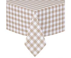 Buffalo Gingham Check Indoor/Outdoor Casual Baumwolle Tischdecke, Buffalo Plaid 100% Baumwolle Gewebe Küche, Terrasse und Esszimmer Tischdecken und Servietten, Baumwolle, Sand, 60 x 120 Oblong