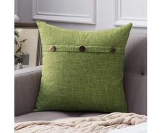 MIULEE Dekorative Lendenwirbel-Kissenbezüge, Landhaus-Stil, Leinen, Kissenbezüge, Vintage-Dekor, Beige für Couch Sofa Schlafzimmer Auto 1 Piece, 24x24 Three Button-Green