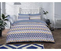 Sleepdown Geometric Stripes Brights Bedding Bettwäsche-Set, geometrische Streifen, King-Size-Größe, Wendebettwäsche und Kissenbezüge, Baumwollmischung, Mehrfarbig