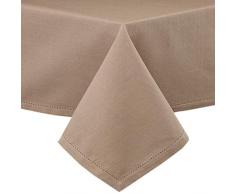 Lintex Klassische Hohlsaum-Tischdecke und Servietten - Pflegeleichte Baumwollmischung Tischdecken und Servietten mit Hohlsaum und Gehrungsecken Traditionell 60 x 84 Oblong Taupe