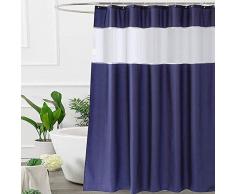UFRIDAY Mosaik Dusche Vorhang blau und weiß, deep blau Dusche Vorhänge Modern Design 183 cm x 183 cm, Polyester-Mischgewebe, Marineblau, 72W x 72L