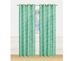 Window Elements Botanica Vorhang, Leinen, halbtransparent, mit Ösen Modern 54x84 Inches türkis