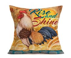 Smilyard Farmhouse Kissenbezug, Tierhahn, Malerei, Überwurf, Kissenbezug mit Zitaten, Aufstehen und Glanz, Heimdekoration für Sofa, Couch Bett, Auto, 45,7 x 45,7 cm 18 X 18 Retro Rooster 01