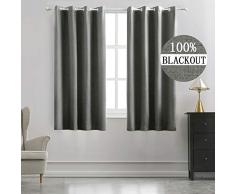 MIULEE Vorhänge mit Leinenstruktur, 100% Verdunklung, Thermo-Vorhänge, Ösenvorhänge, Vorhänge für Wohnzimmer, Schlafzimmer, Kinderzimmer (2 Paneel), Leinen, dunkelgrau, W52xL63