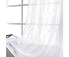 VISIONTEX Vorhang, 100% Polyester, durchsichtig, doppelseitig, zarte Wellenblätter, bestickte Stangentasche für Wohnzimmer und Schlafzimmer, Set mit 2 Vorhängen, Dots Gold, 54x95 Inch