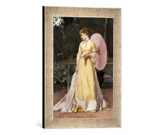 Gerahmtes Bild von Alfred Stevens Auf dem Lande - Dame mit Sonnenschirm, Kunstdruck im hochwertigen handgefertigten Bilder-Rahmen, 30x40 cm, Silber Raya