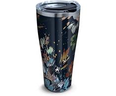 Tervis 1349394 Kelly Ventura Midnight Garden Isolierbecher aus Edelstahl mit transparentem und schwarzem Hammerdeckel, 900 ml, silberfarben