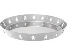 Alessi Mini Girotondo, Tablett, rund mit durchbrochenem Rand aus Edelstahl 18/10 glänzend poliert