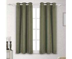Luxuer Tülle Vorhang Panels Drapes Blackout Thermo Isoliert für Zimmer Set von 2 Panels 106,7 cm 42x63 olivgrün