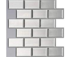 TZ Global Selbstklebende Wandfliesen für Küche/Badezimmer, Backsplash in Silber-Ziegel-Stil, 25,4 x 30,5 cm, Grau, 5 Bögen