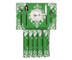 BRAWARM Platzsets, 6 Stück, für Esstisch, Damast, Blumenmuster, handbemalt, waschbar, Tischsets für Küchentisch 30,5 x 45,7 cm Country Rustic 12 X18 Inches - 6 Pcs waldgrün