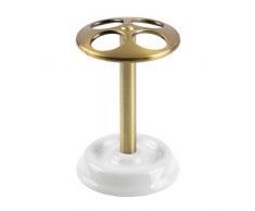 iDesign 69218EU York Zahnbürstenhalter für das Bad Waschtisch, 8,26 x 0,254 x 12,7 cm, weiÃ/soft brass, keramik