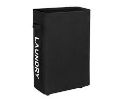 WISHPOOL 55,9 cm Slim Rolling Wäschekorb mit Rollen, rechteckig, dünn, Wäschekorb Schmutzwäsche Organizer Wäschesortierer, Oxford, Dunkelbraun, 15.5(L) x 7.8(W) x 22(H)