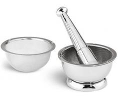 Kuchenprofi Mörser & Stößel Edelstahl mit 2 Einsätze