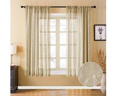 YOKISTG Vorhänge aus Leinen, mit Tasche Bedruckt, geometrische Muster, für Schlafzimmer, Wohnzimmer, Fenster, 2 Paneele, Polyester-Mischgewebe, Khaki, 54 x 63