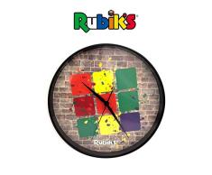 Rubiks Cube Analoge Wanduhr (Street Smart) mit geometrischem Zifferblatt und schwarzem Acryl-Rahmen, Quarz-Uhrwerk, AA-Batterie Nicht im Lieferumfang enthalten, 30,5 cm rund, Braun
