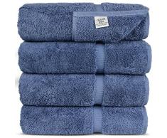Chakir Turkish Linens Dobby Bordüre Hotel & Spa türkische Baumwolle (Bath Towel-Set, Wedgewood), 4 Stück