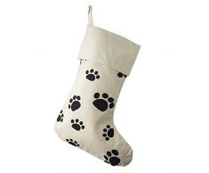Homeford Weihnachtsstrumpf mit Tierpfotenmotiv, Baumwolle, 43 cm, Beige