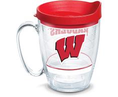 Tervis 1347693 Wisconsin Badgers Tradition Isolierbecher mit Wrap und rotem Deckel, 473 ml, transparent
