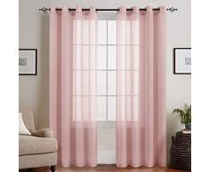 Lazzzy topick Voile Vorhänge, Gardinen, Rod Tasche, Set von Zwei, Polyester, Ring Top |Pink, 95 L |Pair