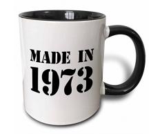 3dRose in Kinder Geburtstag 1973-funny Text-Fun Bday Stempel mit Jahr, in dem Sie Born-Humor-Two Ton, schwarz, Becher, Keramik, Schwarz/Weiß, 10.16 cm x 7,62 x-Uhr