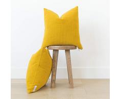Nook Dekorative Kord-Überwurf-Kissenbezüge, nur Set mit 2 Stück, 45,7 x 45,7 cm und 55,9 x 55,9 cm für Couch, Sofa oder Bett, modernes Design 22 x 22 senfgelb
