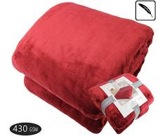 Fohog Weiche, extra große Queen-Decke für Herbst Winter Frühling Ganzjahreszeiten, kuschelig warm, 430 g/m², mittelschweres Thermo-Flanell-Fleece, für Couch/Bett, Sofa, 228 x 95 cm Extra Large Queen burgunderfarben