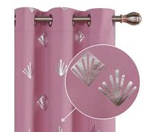Deconovo Verdunkelungsvorhang Folie Bedruckt glänzend Diamant Muster Ösen Lichtblocking Fenster Vorhänge für Wohnzimmer 2 Panels 42 x 45 inch Rose
