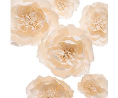 Papier Blumen Deko, Handarbeit Blumen, Giant Paper Flowers (beige, Set von 6), Krepppapier, Blume für Hochzeit Hintergrund, Kinderzimmer Wandtattoo Dekoration, Torbogen Dekoration, Baby Dusche Dekorationen