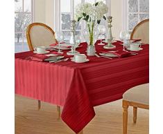 Weihnachten Satin Streifen no-iron Boden aus widerstandsfähigem Stoff Urlaub Tischdecken, Polyester-Mischgewebe, rot, 52 Inches X 52 Inches Square