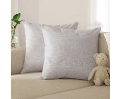 Deconovo Super Soft Kissenbezug Home Deko Kissenbezug, Gewebt mit Unsichtbar Reißverschluss für Stuhl 45,7 x 45,7 cm 18x18 inch White Melange-2 Pack