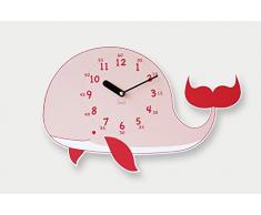 BEZIT Wanduhr, geräuschlos, 27,9 cm, dekorativ, modern, sauber, niedlich, kinderfreundliches Design für Innenbereich, Büro, Zuhause, Babyzimmer Pink Dream Whale