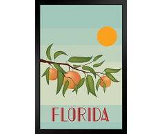 Gießerei Poster Retro Style Reise Florida Orangen und Sunshine State von proframes Retro 14x20 inches Framed Poster