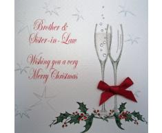 WHITE COTTON CARDS X42 Weihnachtskarte mit Aufschrift Brother and Sister In-Law, handgemacht, Weiß