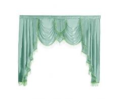 NAPEARL Polyester Dünner Satin Vorhang mit Quasten Volant Wasserfall Fenster Dekoration 1 Valance 61 W x 49 L grün