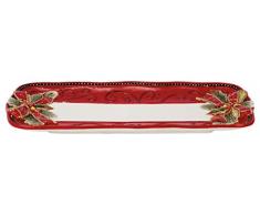 Fitz and Floyd Damast Holiday Collection Salatteller, Vintage-Stil, Rot/goldfarben Brotkorb Standard mehrfarbig