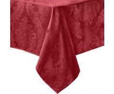 newbridge Barcelona Tischdecken, bügelfrei, schmutzabweisend, Damast, Polyester-Mischgewebe, rot, 60 x 144 Oblong/Rectangular