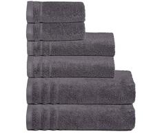 Glamburg Super Soft Zero Twist Handtuch-Set, 100% Baumwolle, luxuriös, flauschig und saugfähig, enthält 2 übergroße Badetücher 30 x 54, 2 Handtücher 16 x 28, 2 Waschlappen 13 x 13, Anthrazit