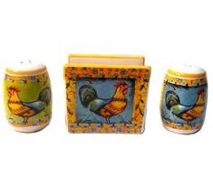 Bonita Rooster Serviettenhalter mit Salz- und Pfefferstreuer